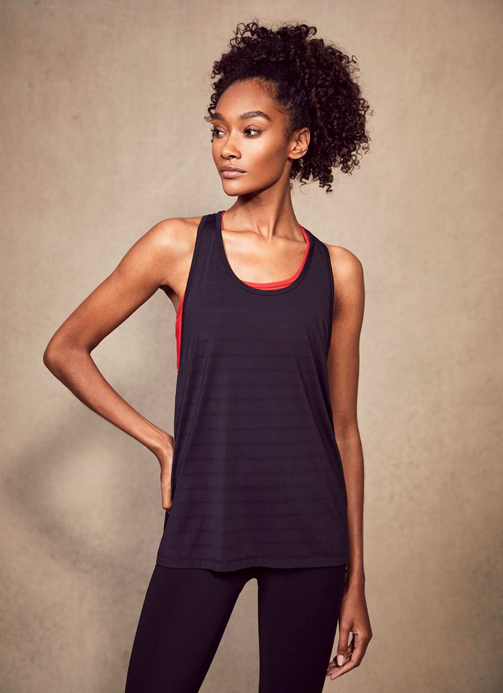 Black Scoop Neck Sports Vest