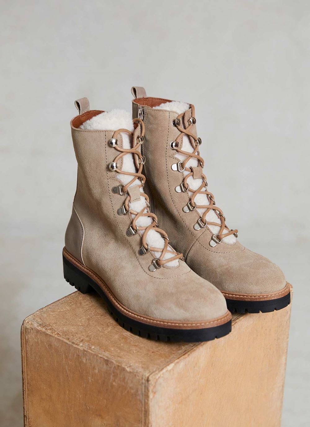 Heidi Beige Hiking Boots