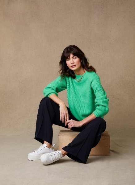 Green Chunky Crew Neck Jumper