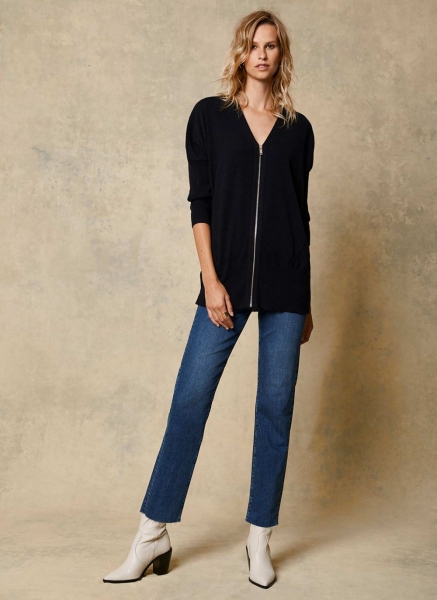 Navy Zipped Long Jumper