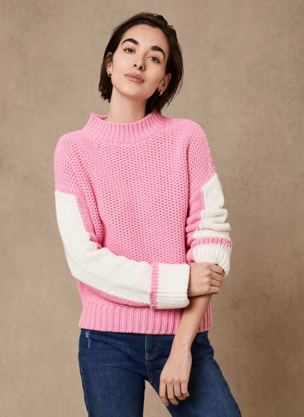 Pink Striped Chunky Jumper