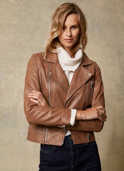 Tan Biker Leather Jacket