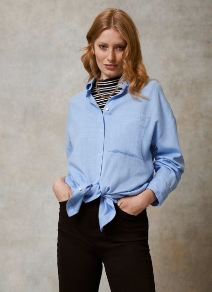 Blue Pocket Oversized Shirt