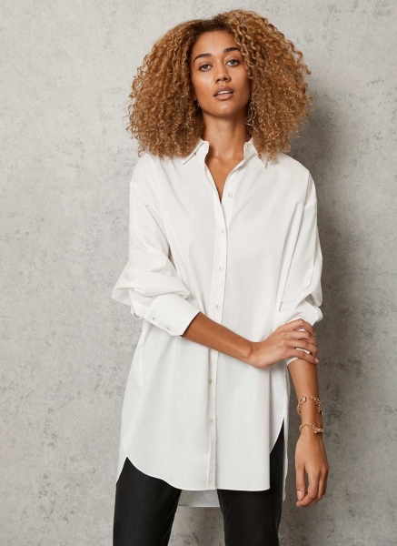 White Longline Cotton Shirt