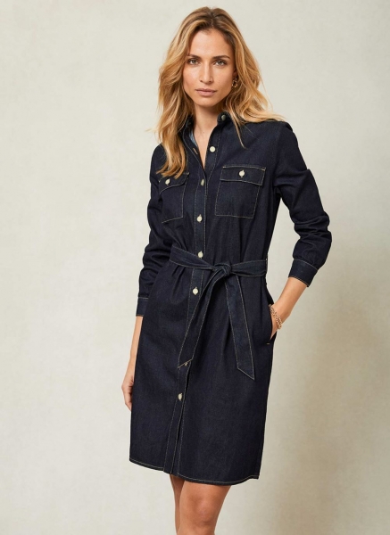 Indigo Denim Mini Shirt Dress