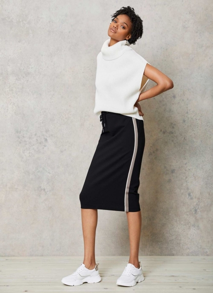 Black Side Stripe Pencil Skirt