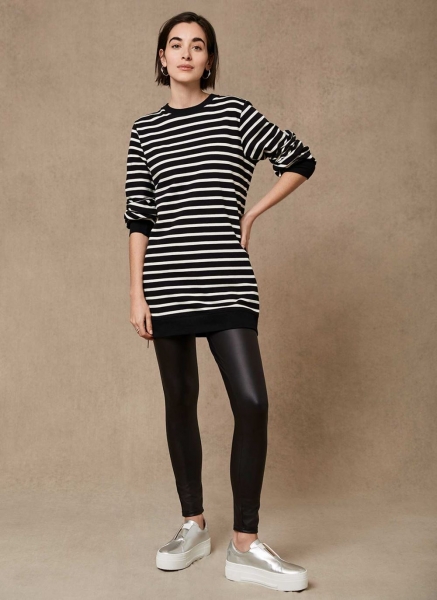 Black Striped Long Sweatshirt