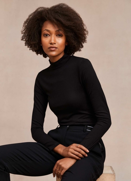 Black Long Sleeved Jersey Top