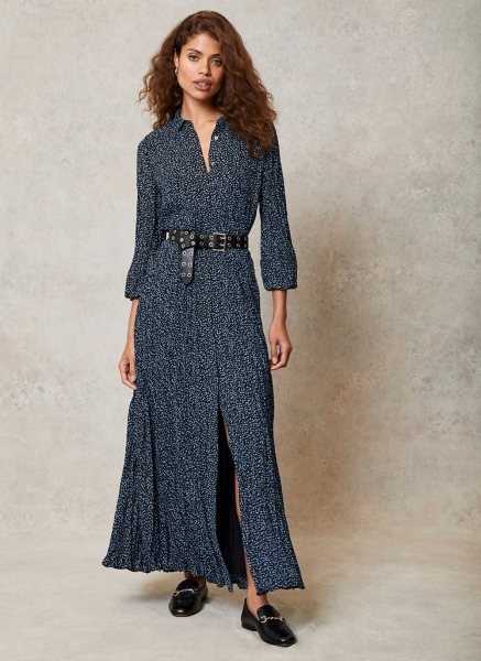 Teagan Spot Maxi Shirt Dress