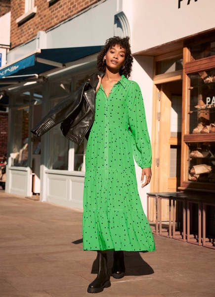 Green Polka Dot Midi Dress