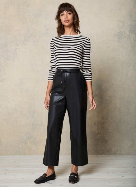 Faux Leather Crop Wide Trouser