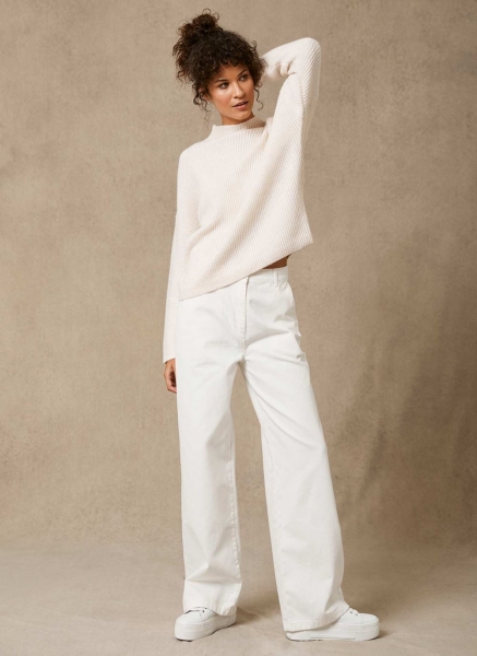 White Cotton Wide Leg Trousers