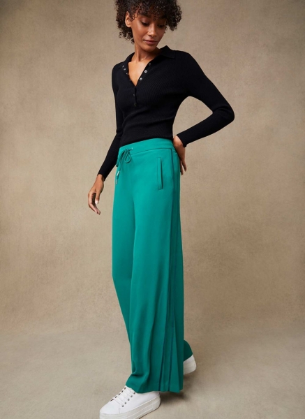 Green Stripe Wide Leg Trousers