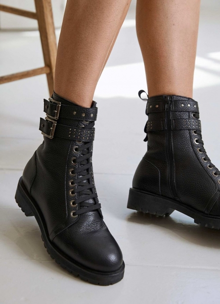 Brooke Black Biker Boots