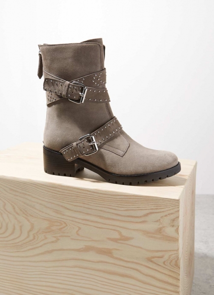 Abby Grey Suede Biker Boots