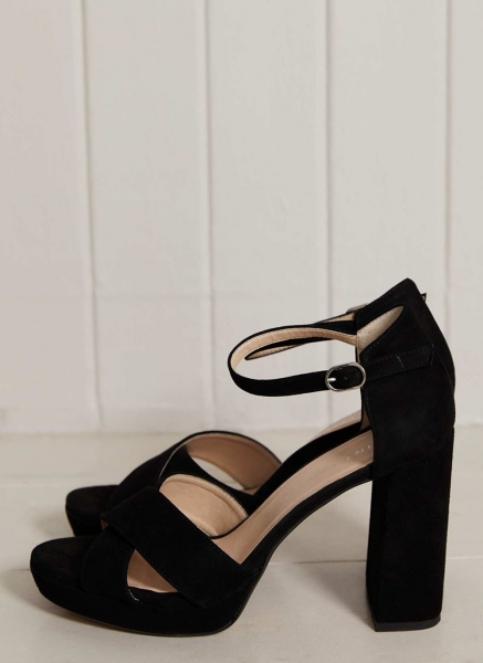 Boo Black Suede Heel Sandals