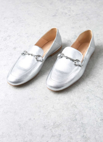 Camille Silver Leather Loafers