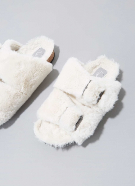 Off-White Faux Fur Slippers