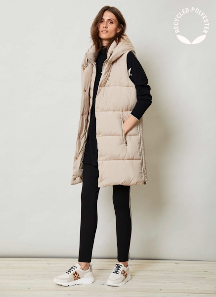 Beige Padded Longline Gilet