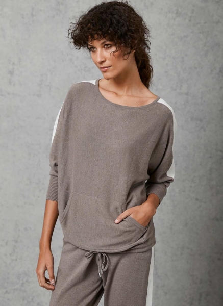 Brown Sporty Batwing Jumper